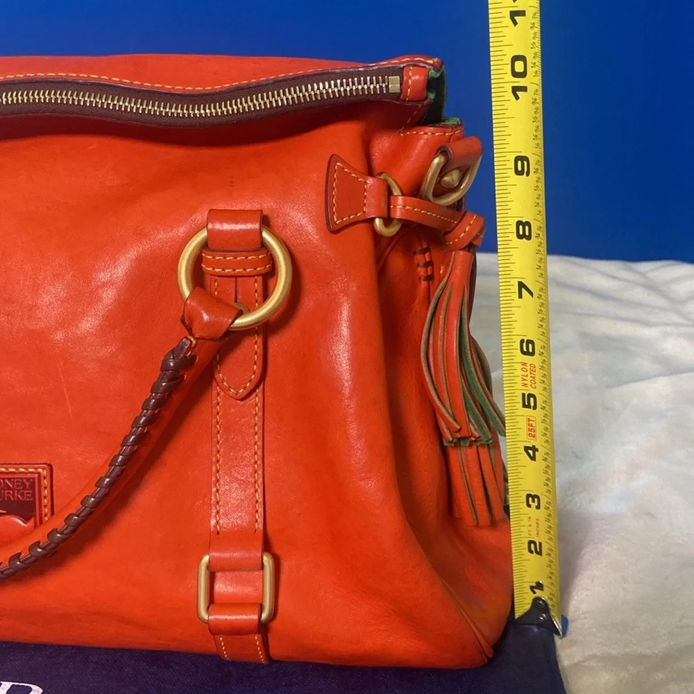 RARE! Dooney & Bourke Orange Florentine Leather Satchel w/Whipstitch Detail EUC! - Picture 14 of 16